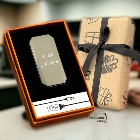 Kişiye Özel Lüks Usb Şarjlı Çakmak Çift Yön Baskı Seçeneği