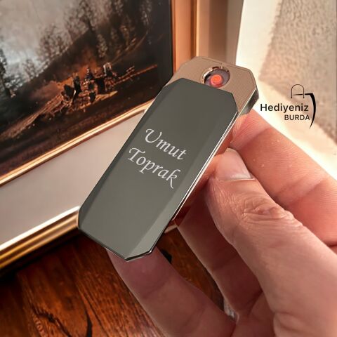 Kişiye Özel Lüks Usb Şarjlı Çakmak Çift Yön Baskı Seçeneği