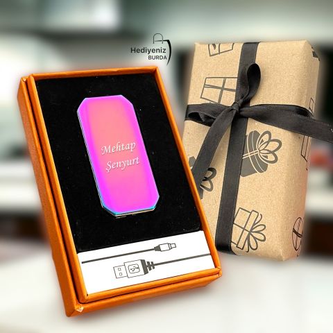 Kişiye Özel Lüks Usb Şarjlı Çakmak Çift Yön Baskı Seçeneği