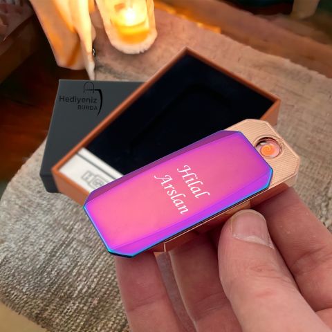 Kişiye Özel Lüks Usb Şarjlı Çakmak Çift Yön Baskı Seçeneği