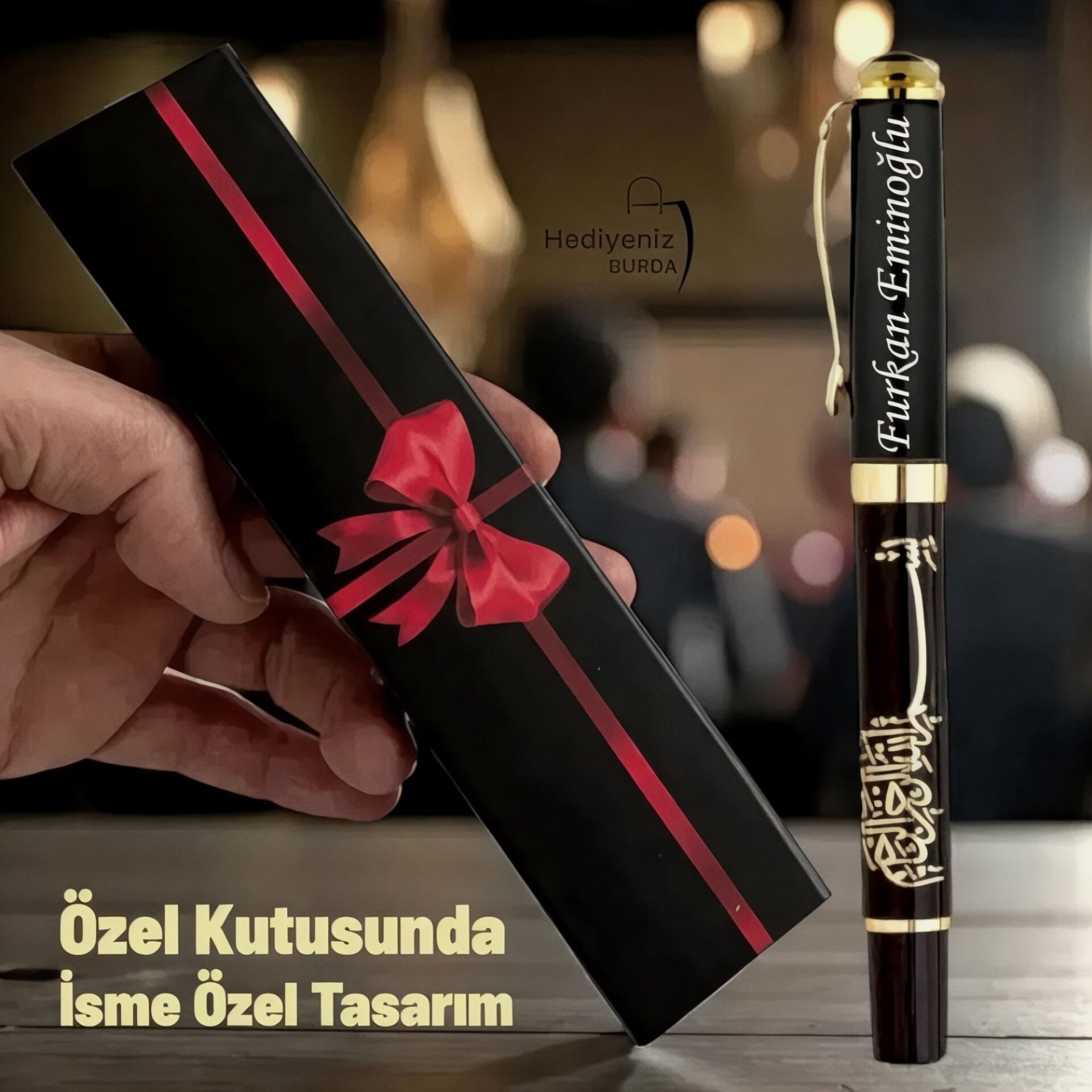 İsme Özel  Besmele Temalı Metal İmza Kalemi