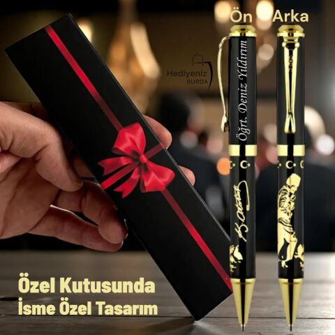 İsme Özel Kemal Atatürk Temalı Metal İmza Kalemi