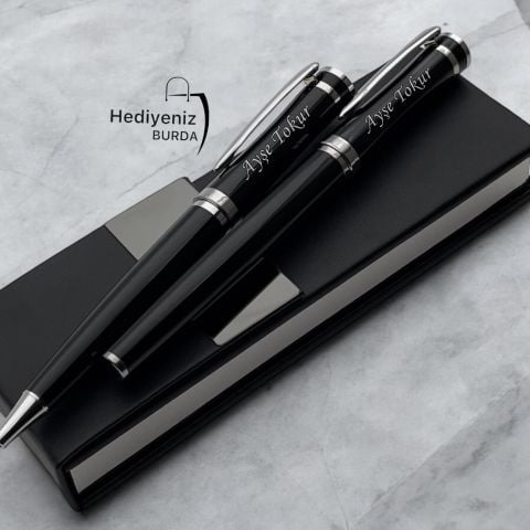 İsme Özel Lüks Metal Roller  ve Çevirmeli Kalem Seti - Anahtarlık Hediyeli