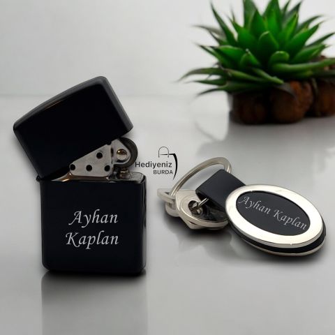 İsme Özel Çakmak & Anahtarlık Hediye Seti ( Çakmak Benzini Hediyeli )