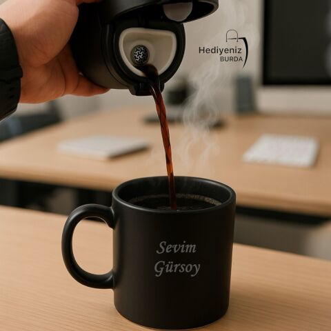 Hemen Kargo Lüks Hediye Seti, Çelik Termos Bardak, Tchibo Kahve, French Press, Seramik Kupa,