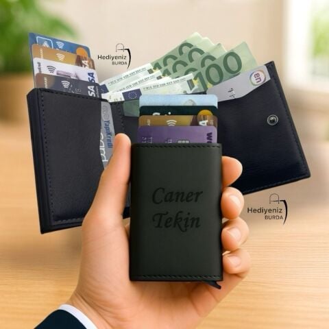 Premium İsme Özel Hakiki Deri Kemer Mekanızmalı Kartlık Cüzdan Ejderha Çakmak Anahtarlık Hediye Seti