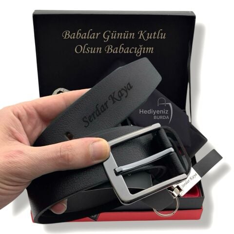 Kişiye Özel Premium Hediye Seti Hakiki Deri Cüzdan Kartlık Kemer Çakmak Tesbih Anahtarlık Kravat